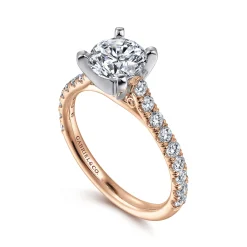 Best Gabriel & Co. Erica - 14K White-Rose Gold Round Diamond Engagement Ring