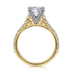 Sale Gabriel & Co. Erica - 14K White-Yellow Gold Round Diamond Engagement Ring