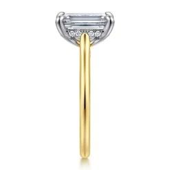 Hot Gabriel & Co. Ericka - 14K White and Yellow Gold Emerald Cut Diamond Engagement Ring
