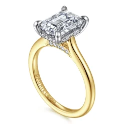 Hot Gabriel & Co. Ericka - 14K White and Yellow Gold Emerald Cut Diamond Engagement Ring