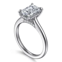 New Gabriel & Co. Ericka - 14K White Gold Emerald Cut Diamond Engagement Ring