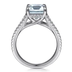 Online Gabriel & Co. Erika - 14K White Gold Split Shank Emerald Cut Aquamarine and Diamond Engagement Ring