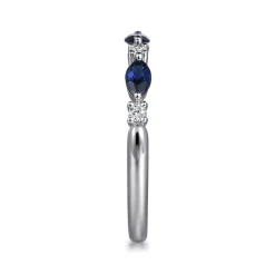 Online Gabriel & Co. Erin - 14K White Gold Marquise Sapphire and Diamond Anniversary Band - 0.09 ct