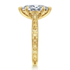 Gabriel & Co. Eros - Vintage Inspired 14K Yellow Gold Marquise Shape Solitaire Diamond Engagement Ring