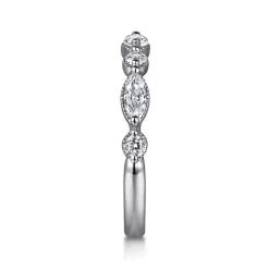 Hot Gabriel & Co. Esperanza - 14K White Gold Marquise and Round Diamond Anniversary Band - 0.6 ct