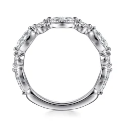 Clearance Gabriel & Co. Esperanza - 14K White Gold Vintage Inspired Marquise and Round Diamond Anniversary Band - 0.8 ct