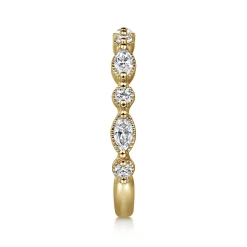 Clearance Gabriel & Co. Esperanza - 14K Yellow Gold Double Prongs Marquise and Round Diamond Anniversary Band - 0.5 ct