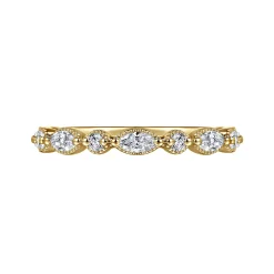 Clearance Gabriel & Co. Esperanza - 14K Yellow Gold Double Prongs Marquise and Round Diamond Anniversary Band - 0.5 ct