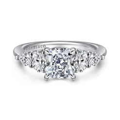 Discount Gabriel & Co. Estefani - 14K White Gold Cushion Cut Diamond Engagement Ring