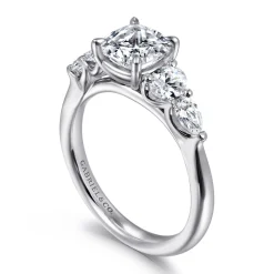Discount Gabriel & Co. Estefani - 14K White Gold Cushion Cut Diamond Engagement Ring