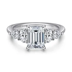 Hot Gabriel & Co. Estefani - 14K White Gold Emerald Cut Diamond Engagement Ring