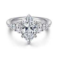 Sale Gabriel & Co. Estefani - 14K White Gold Marquise Shape Diamond Engagement Ring