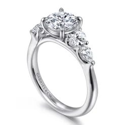 Discount Gabriel & Co. Estefani - 14K White Gold Round Diamond Engagement Ring