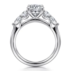 Discount Gabriel & Co. Estefani - 14K White Gold Round Diamond Engagement Ring