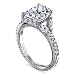 Hot Gabriel & Co. Estrelle - 14K White Gold Oval Diamond Engagement Ring