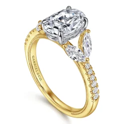 Clearance Gabriel & Co. Estrelle - 14K Yellow Gold Oval Diamond Engagement Ring
