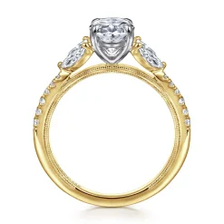 Clearance Gabriel & Co. Estrelle - 14K Yellow Gold Oval Diamond Engagement Ring