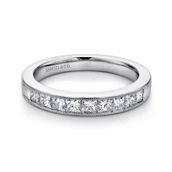Hot Gabriel & Co. Estrie - 14K White Gold Princess Cut 9 Stone Channel Set Diamond Wedding Band - 0.7 ct