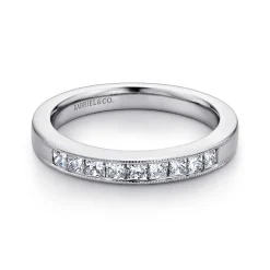 Hot Gabriel & Co. Estrie - 14K White Gold Princess Cut 9 Stone Channel Set Diamond Wedding Band - 0.48 ct