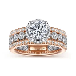 New Gabriel & Co. Ethel - 14K White-Rose Gold Round Diamond Engagement Ring