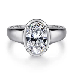 Hot Gabriel & Co. Ettie - 14K White Gold Bezel Prong Oval Diamond Engagement Ring