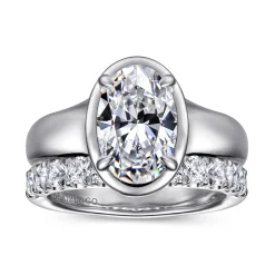 Hot Gabriel & Co. Ettie - 14K White Gold Bezel Prong Oval Diamond Engagement Ring