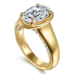 Hot Gabriel & Co. Ettie - 14K Yellow Gold Bezel Prong Oval Diamond Engagement Ring