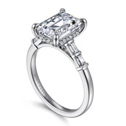 Online Gabriel & Co. Eva - 14K White Gold Emerald Cut Diamond Engagement Ring