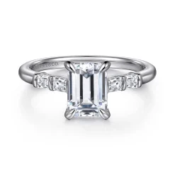 Clearance Gabriel & Co. Eva - 14K White Gold Emerald Cut Five Stone Diamond Engagement Ring