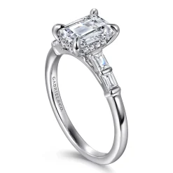 Clearance Gabriel & Co. Eva - 14K White Gold Emerald Cut Five Stone Diamond Engagement Ring