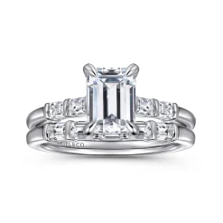 Clearance Gabriel & Co. Eva - 14K White Gold Emerald Cut Five Stone Diamond Engagement Ring