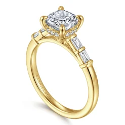 Gabriel & Co. Eva - 14K Yellow Gold Cushion Cut Diamond Engagement Ring