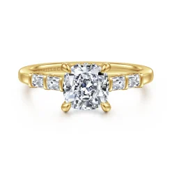 Gabriel & Co. Eva - 14K Yellow Gold Cushion Cut Diamond Engagement Ring