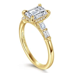 Hot Gabriel & Co. Eva - 14K Yellow Gold Emerald Cut Diamond Engagement Ring