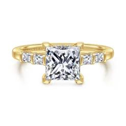 Hot Gabriel & Co. Eva - 14K Yellow Gold Princess Cut Diamond Engagement Ring