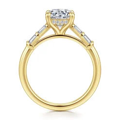 New Gabriel & Co. Eva - 14K Yellow Gold Round Diamond Engagement Ring