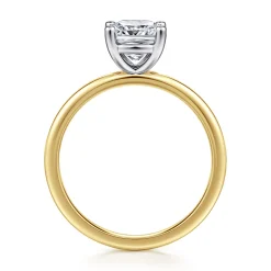 Discount Gabriel & Co. Evelina - 14K White-Yellow Gold Cushion Cut Solitaire Diamond Engagement Ring