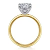 Best Gabriel & Co. Evelina - 14K White-Yellow Gold Elongated Cushion Solitaire Diamond Engagement Ring