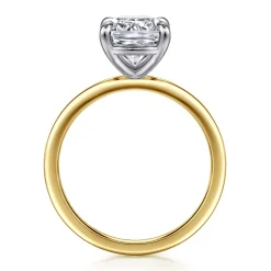 Best Gabriel & Co. Evelina - 14K White-Yellow Gold Elongated Cushion Solitaire Diamond Engagement Ring