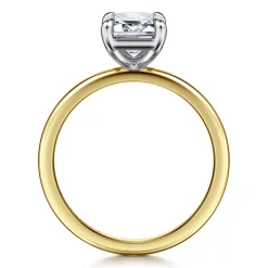 New Gabriel & Co. Evelina - 14K White-Yellow Gold Emerald Cut Solitaire Diamond Engagement Ring