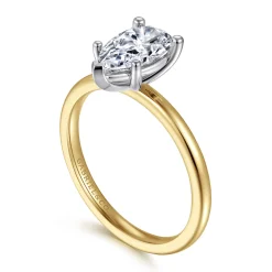 Outlet Gabriel & Co. Evelina - 14K White-Yellow Gold Pear Shape Solitaire Diamond Engagement Ring