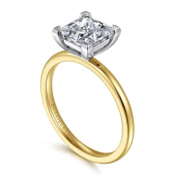 Online Gabriel & Co. Evelina - 14K White-Yellow Gold Princess Cut Solitaire Diamond Engagement Ring