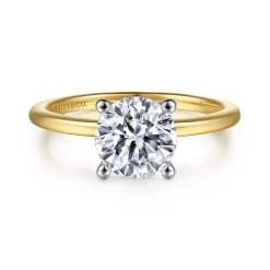 Outlet Gabriel & Co. Evelina - 14K White-Yellow Gold Round Solitaire Diamond Engagement Ring
