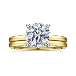 Outlet Gabriel & Co. Evelina - 14K White-Yellow Gold Round Solitaire Diamond Engagement Ring