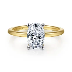 Discount Gabriel & Co. Evelina - 14K White-Yellow Gold Solitaire Diamond Engagement Ring