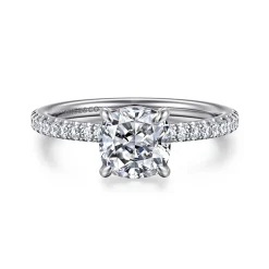 Gabriel & Co. Evelyn - 14K White Gold Cushion Cut Diamond Engagement Ring