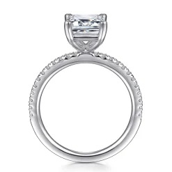 Best Gabriel & Co. Evelyn - 14K White Gold Emerald Cut Diamond Engagement Ring
