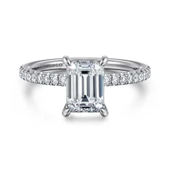Outlet Gabriel & Co. Evelyn - 14K White Gold Emerald Cut Diamond Engagement Ring