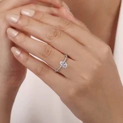 Clearance Gabriel & Co. Evelyn - 14K White Gold Oval Diamond Engagement Ring