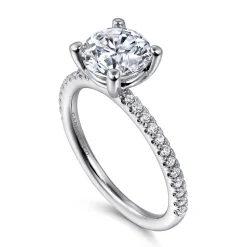 Discount Gabriel & Co. Evelyn - 14K White Gold Round Diamond Engagement Ring